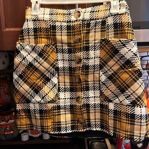 Plaid wool mini skirt